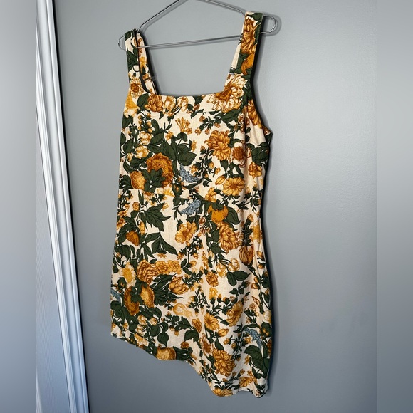 Orange Yellow with Blue Accent Linen Sundress - Picture 4 of 16